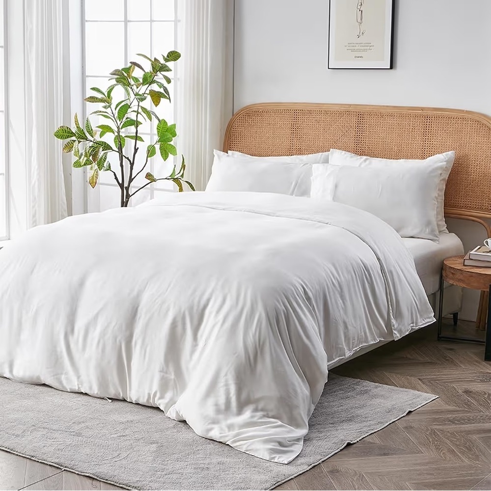 SIJO AiryWeight Tencel Duvet Cover, 100% Lyocell (Snow, King/Cal King 106"x90")